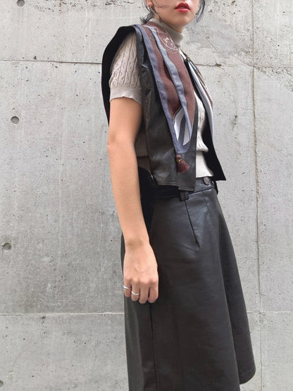 Faux leather short vest
