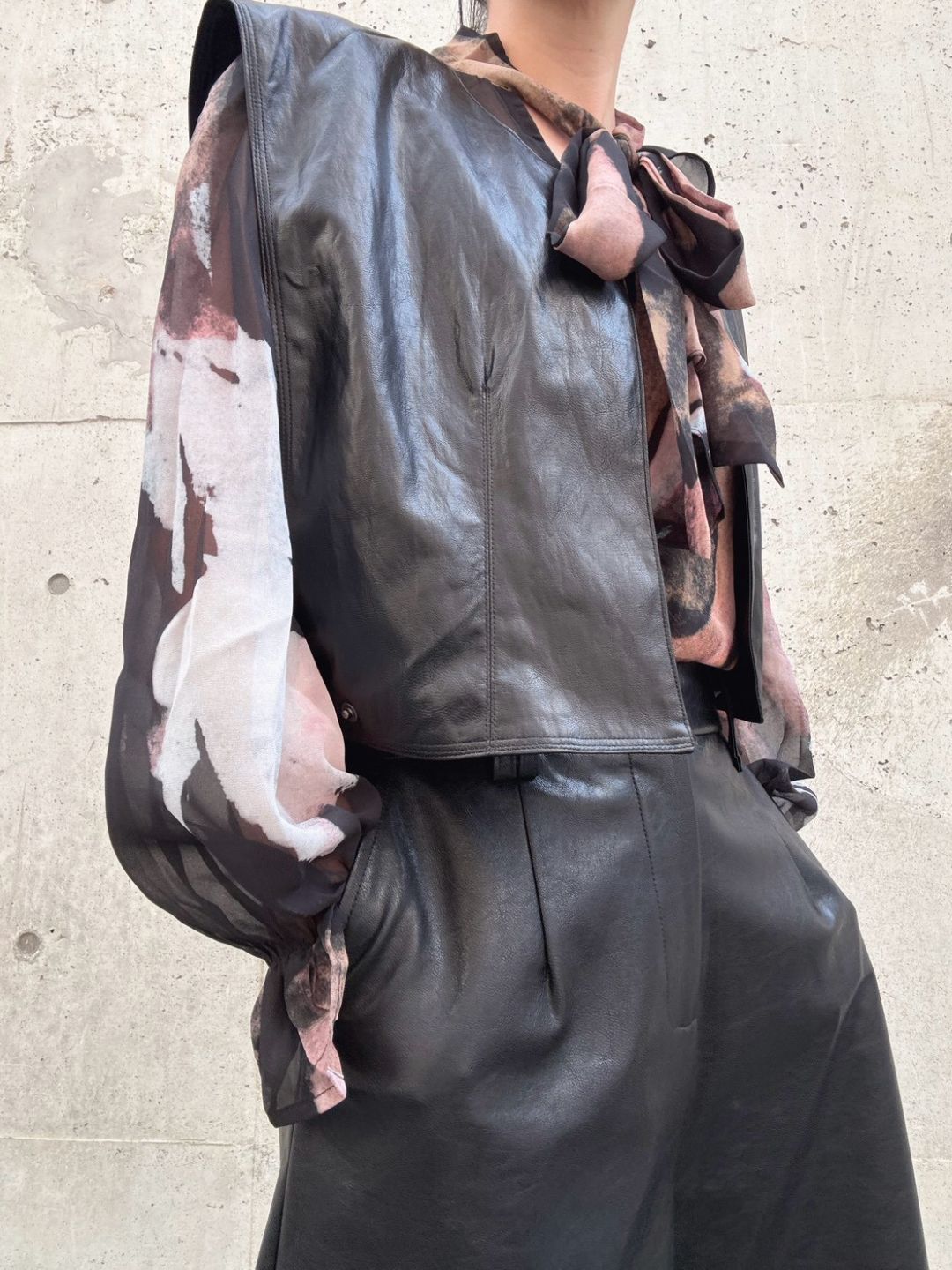 Faux leather short vest