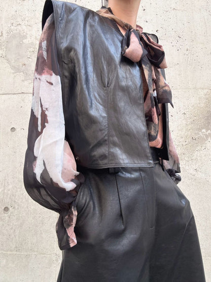 Faux leather short vest