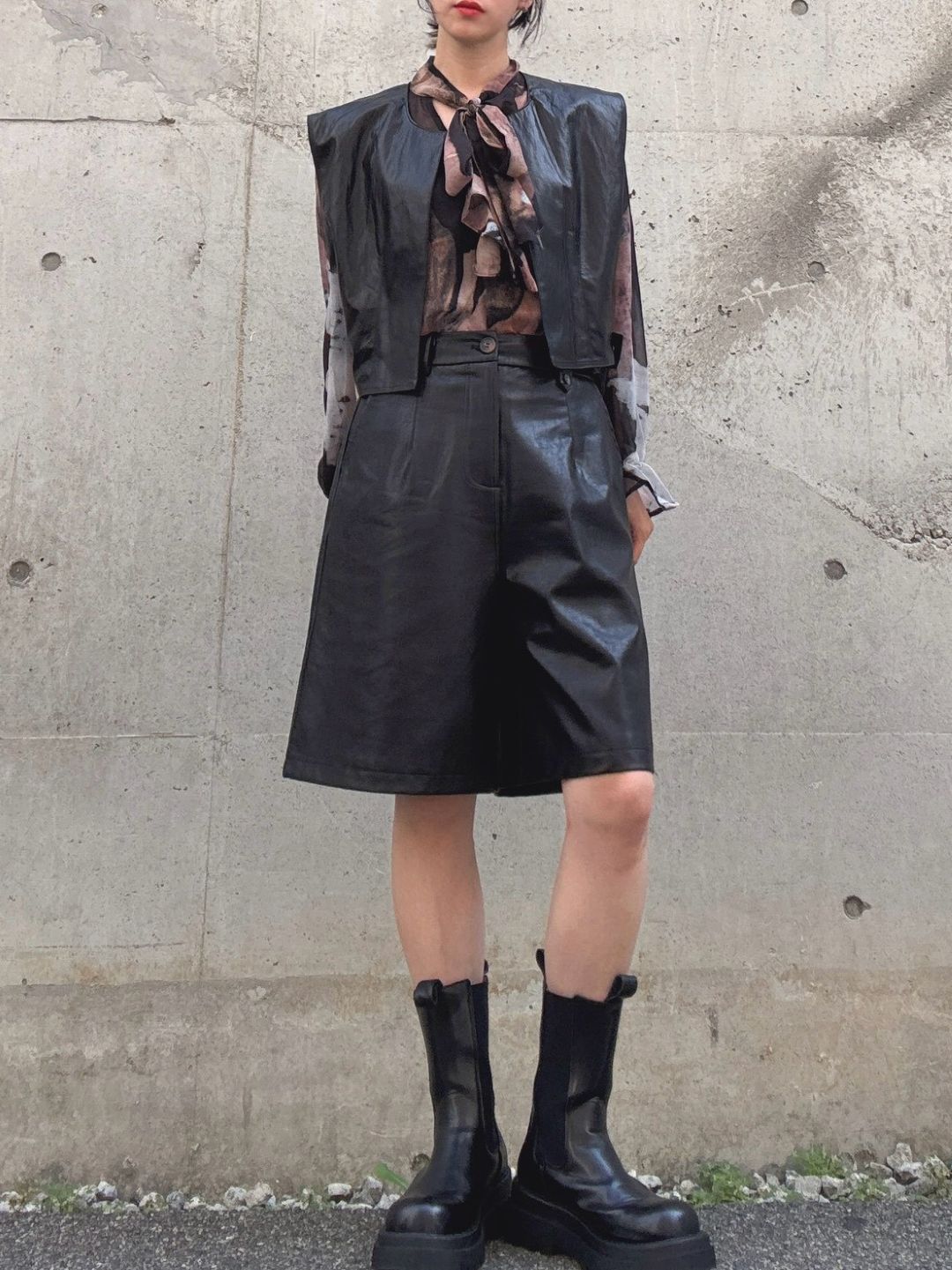 Faux leather short vest