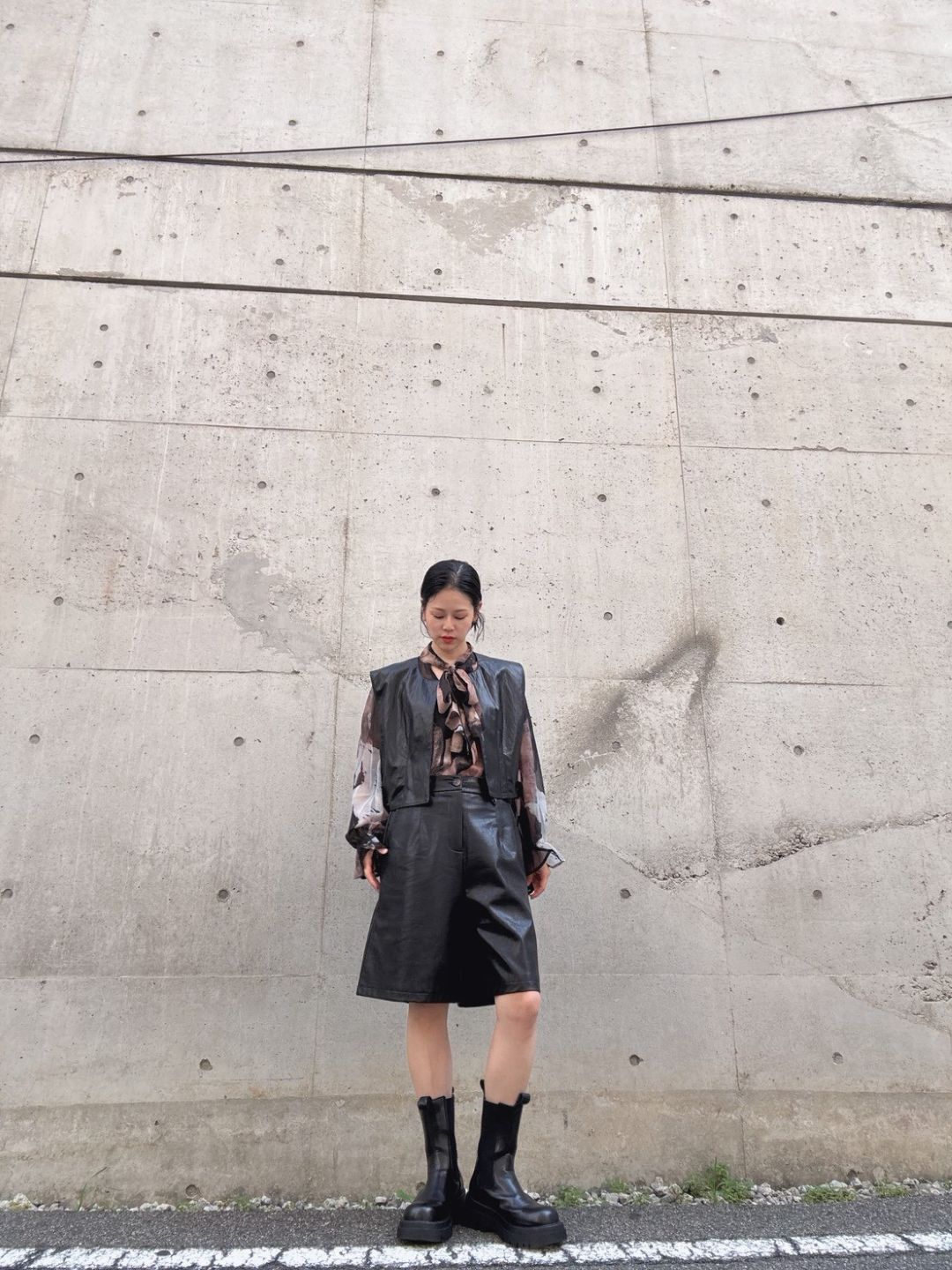 Faux leather short vest