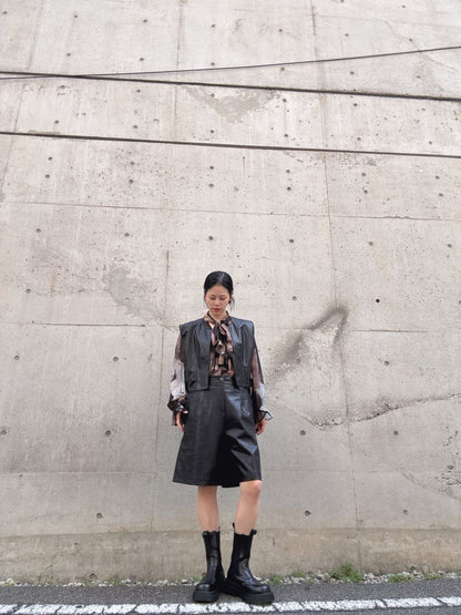 Faux leather short vest