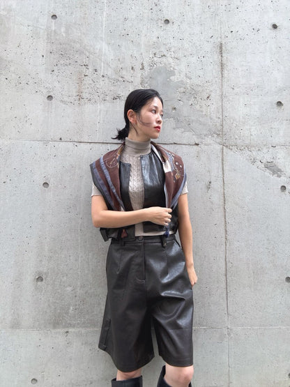 Faux leather short vest