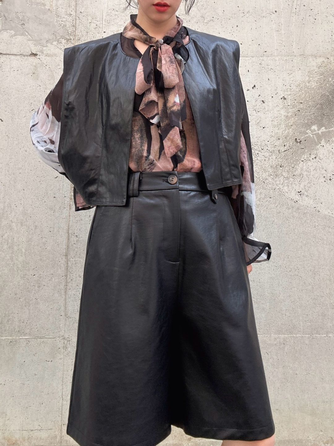Faux leather short vest
