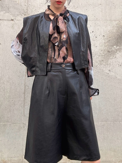 Faux leather short vest