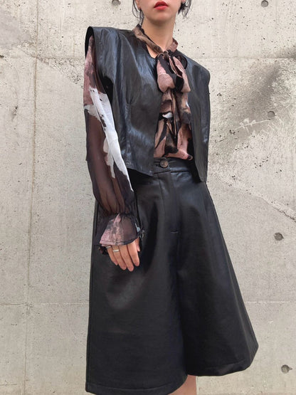 Faux leather short vest