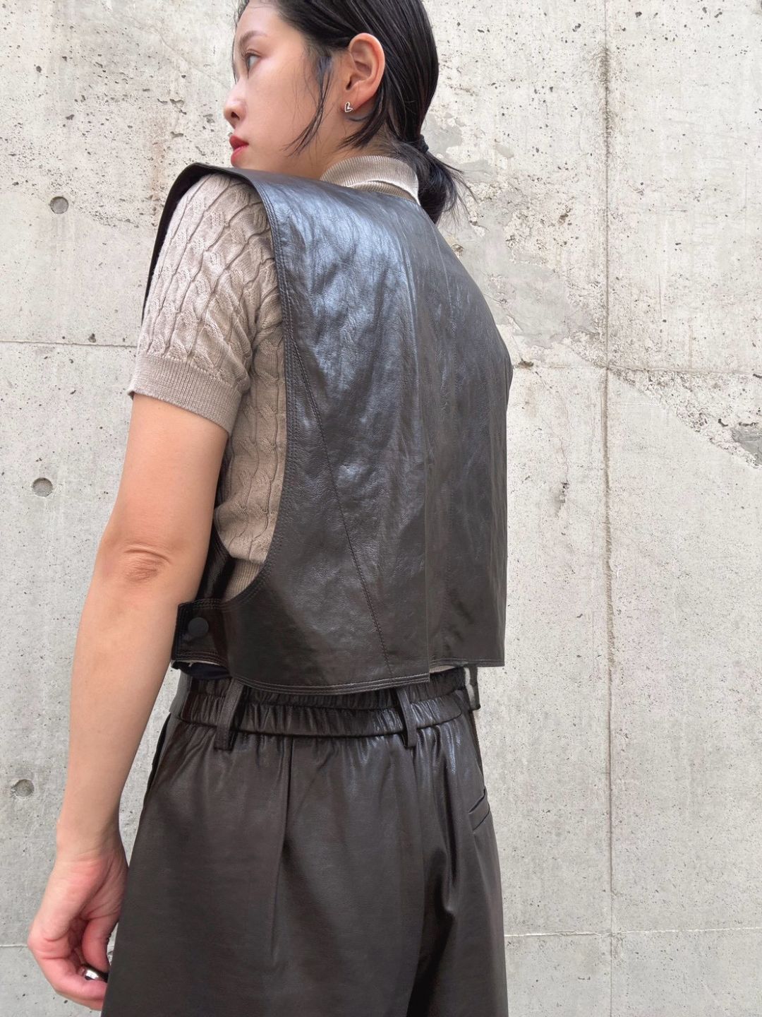 Faux leather short vest