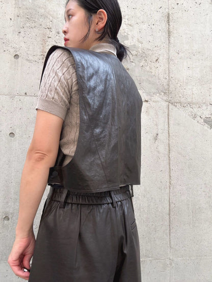 Faux leather short vest