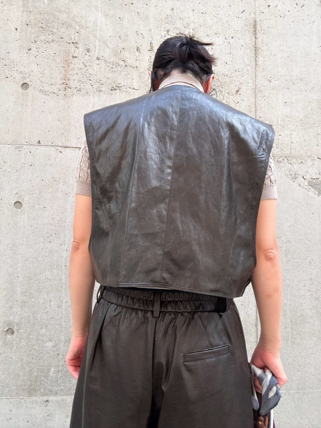 Faux leather short vest