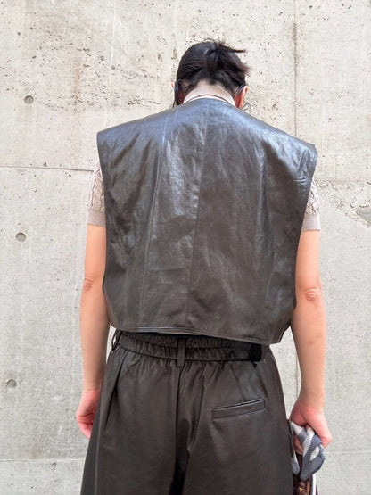 Faux leather short vest
