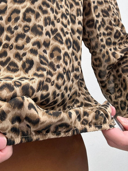 leopard off-shoulder blouse