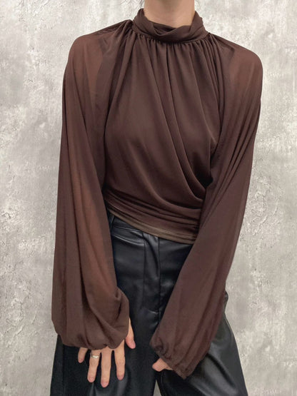 drapehigh neck blouse