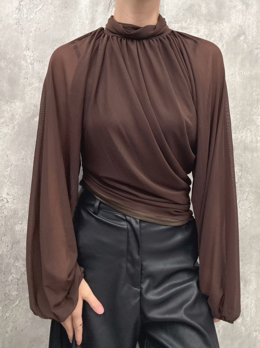 drapehigh neck blouse