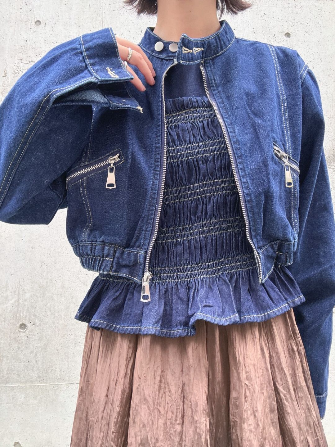 standcollar denim jacket