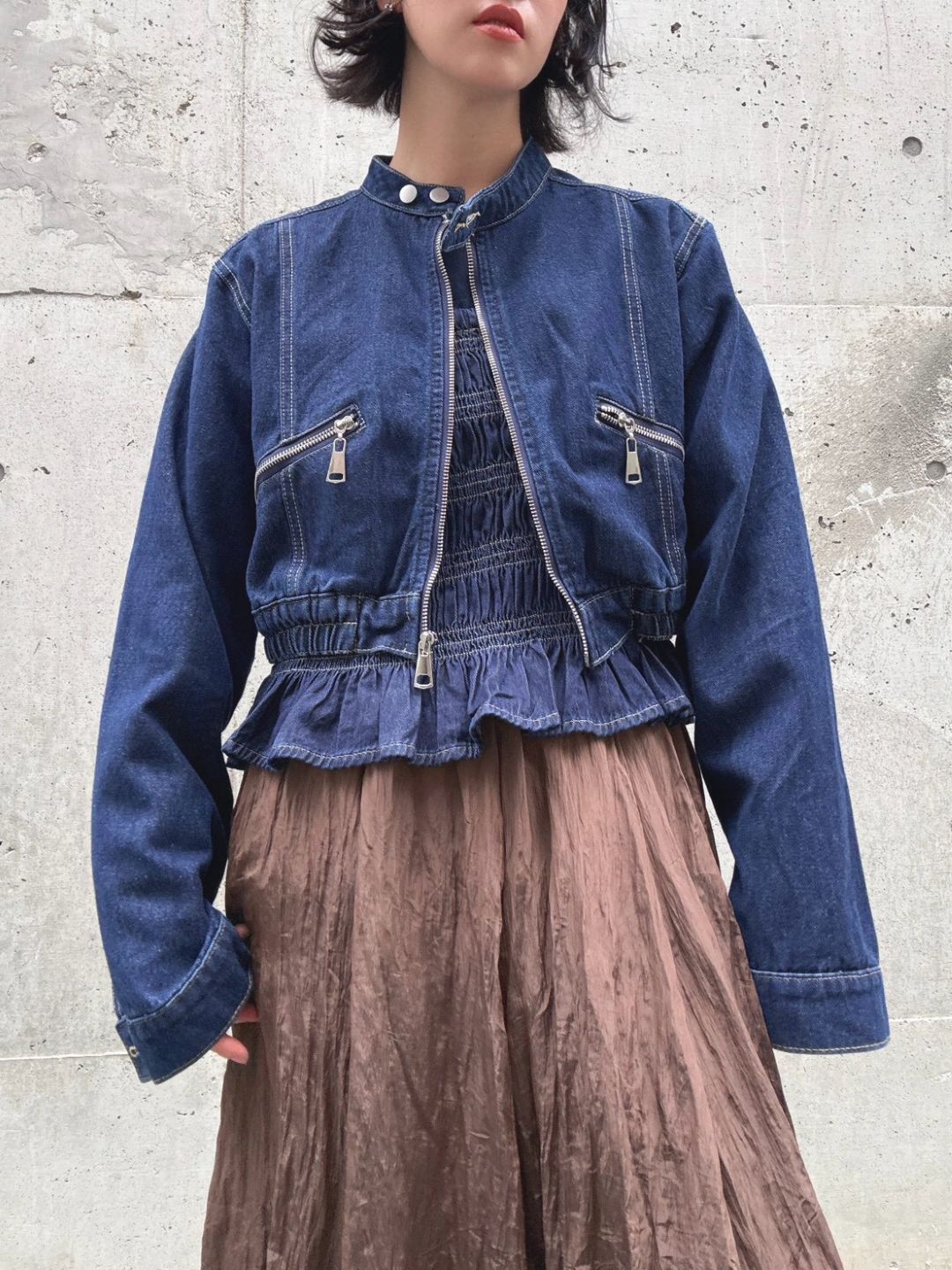 standcollar denim jacket
