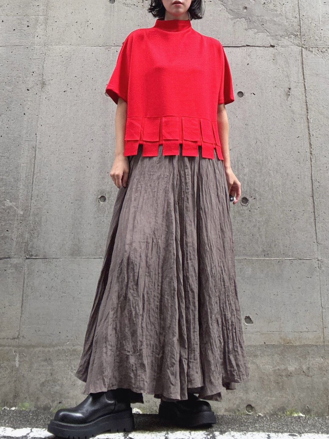 crinkleflare long skirt
