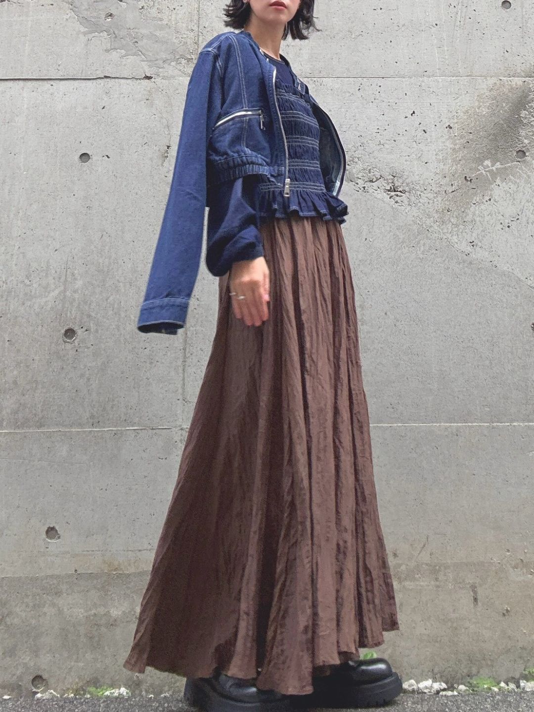 crinkleflare long skirt