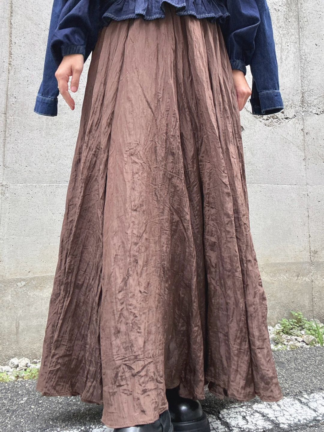 crinkleflare long skirt