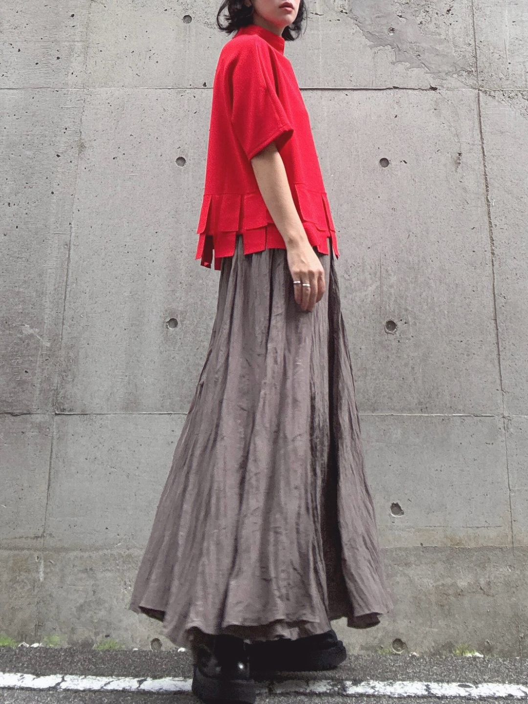 crinkleflare long skirt