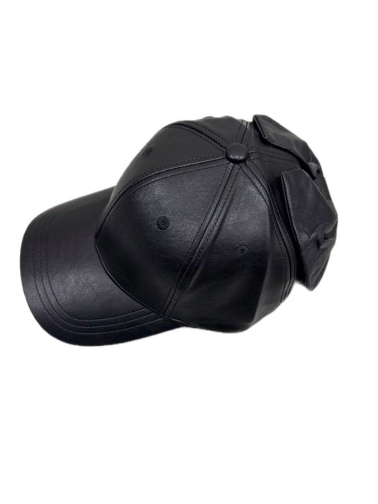 faux leather ribbon cap