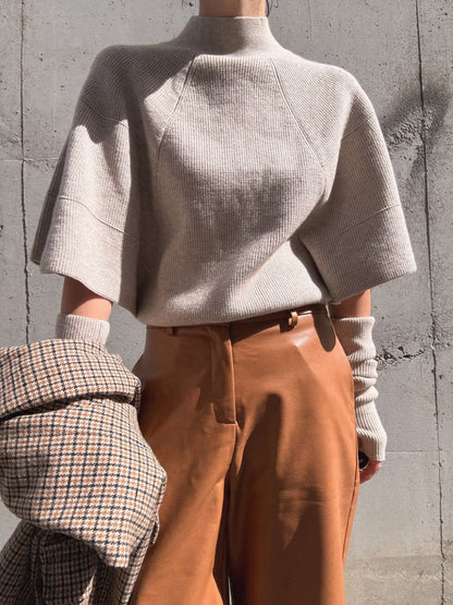 Knit Poncho with Arm Warmers