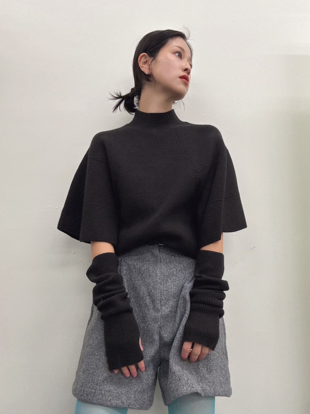 Knit Poncho with Arm Warmers
