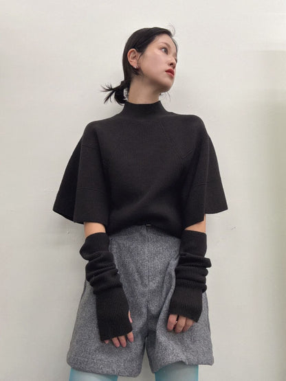 Knit Poncho with Arm Warmers