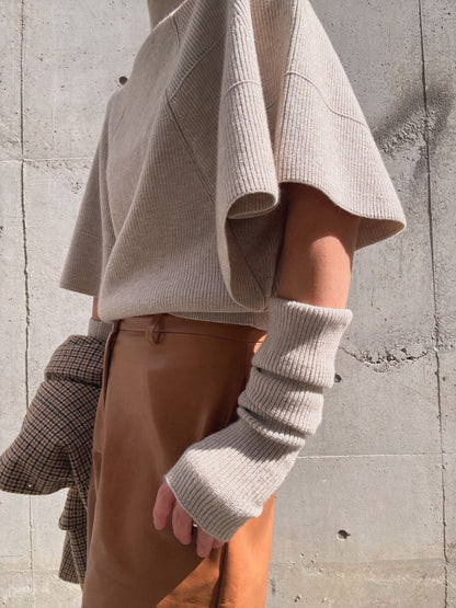 Knit Poncho with Arm Warmers