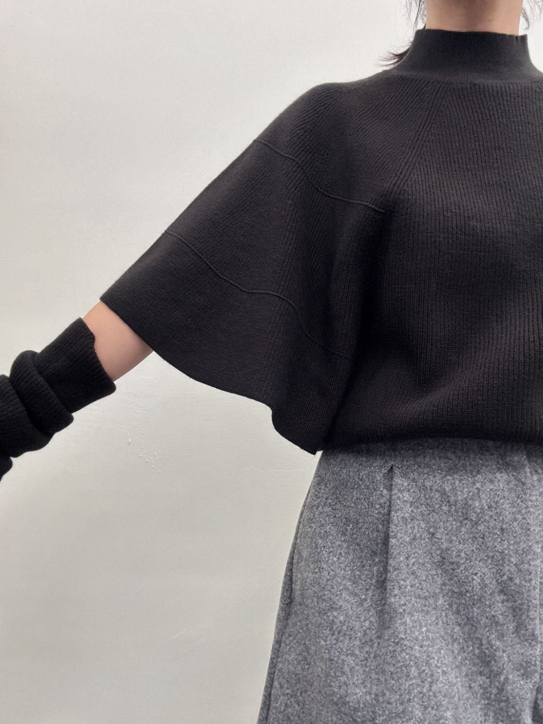 Knit Poncho with Arm Warmers