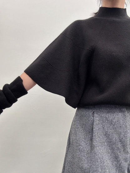 Knit Poncho with Arm Warmers