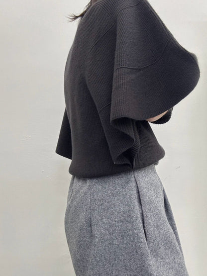 Knit Poncho with Arm Warmers