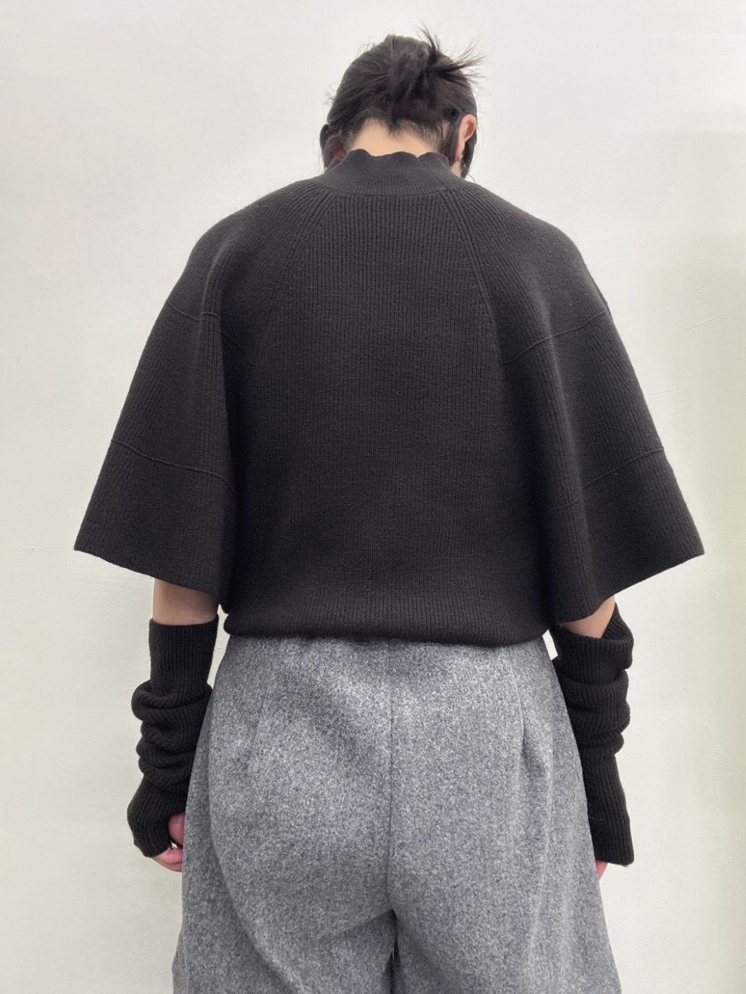 Knit Poncho with Arm Warmers