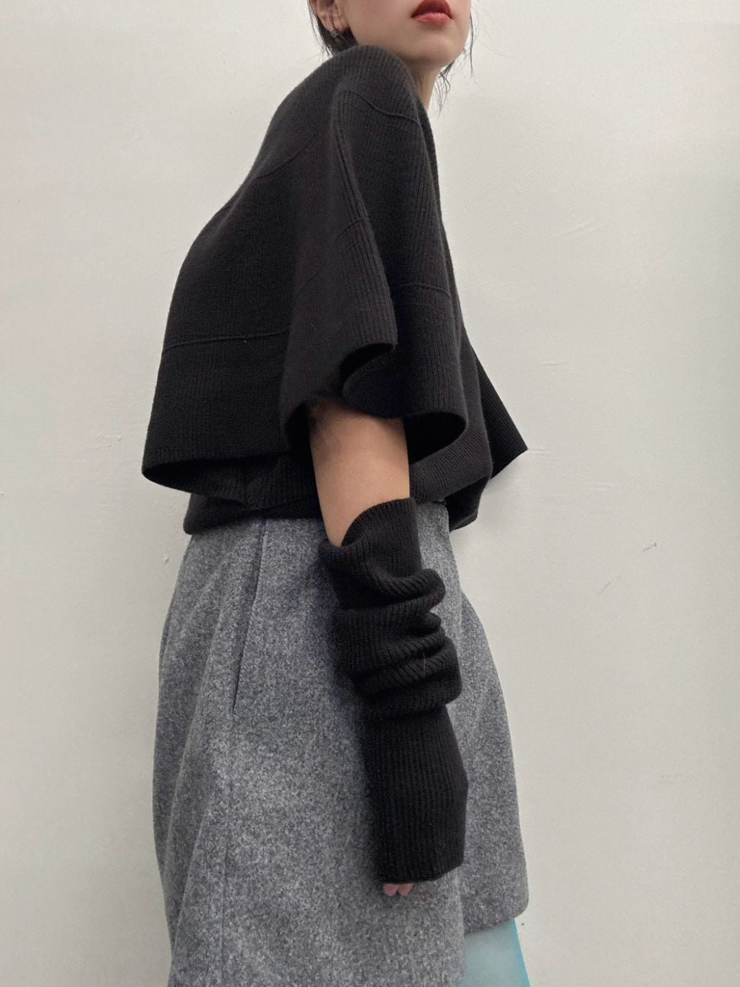 Knit Poncho with Arm Warmers