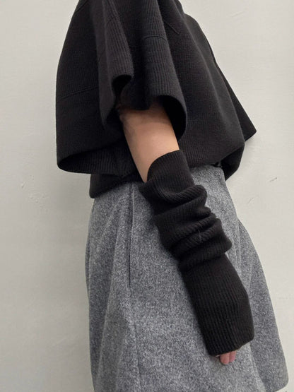 Knit Poncho with Arm Warmers