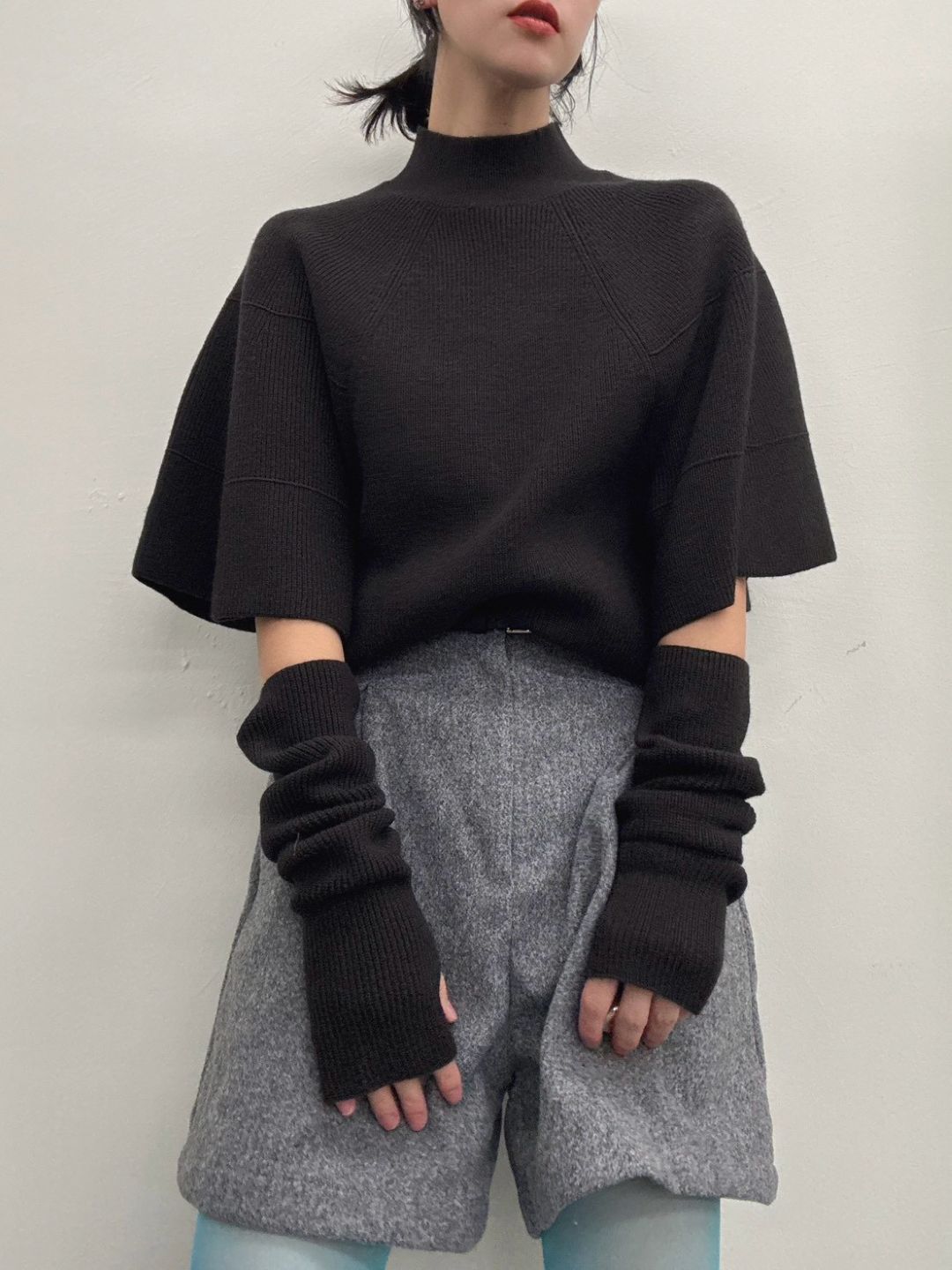 Knit Poncho with Arm Warmers