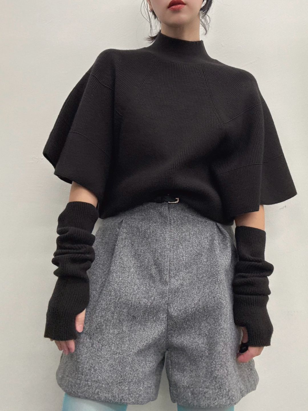 Knit Poncho with Arm Warmers