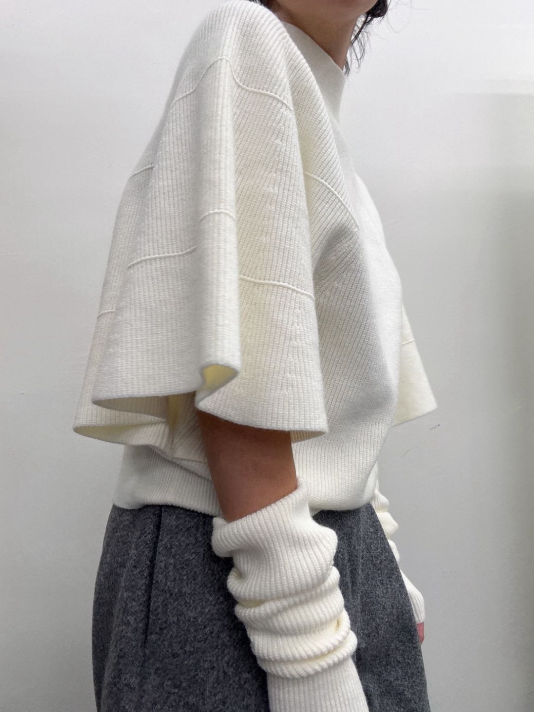 Knit Poncho with Arm Warmers