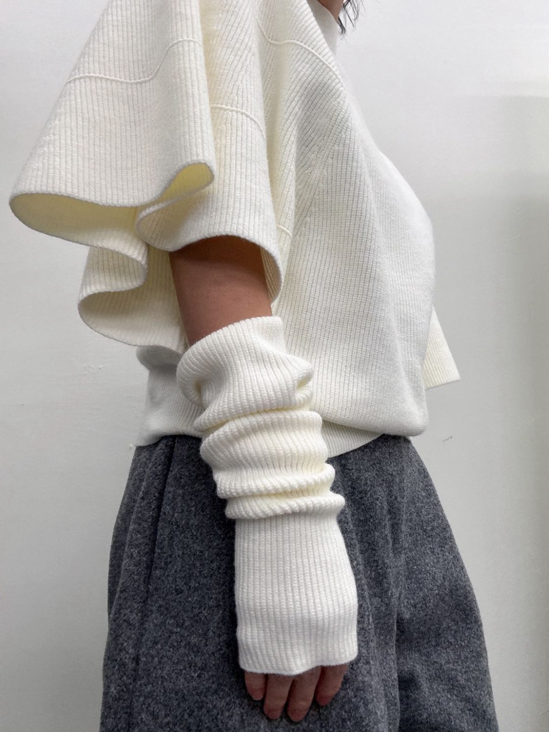 Knit Poncho with Arm Warmers