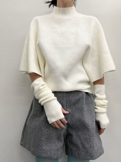 Knit Poncho with Arm Warmers