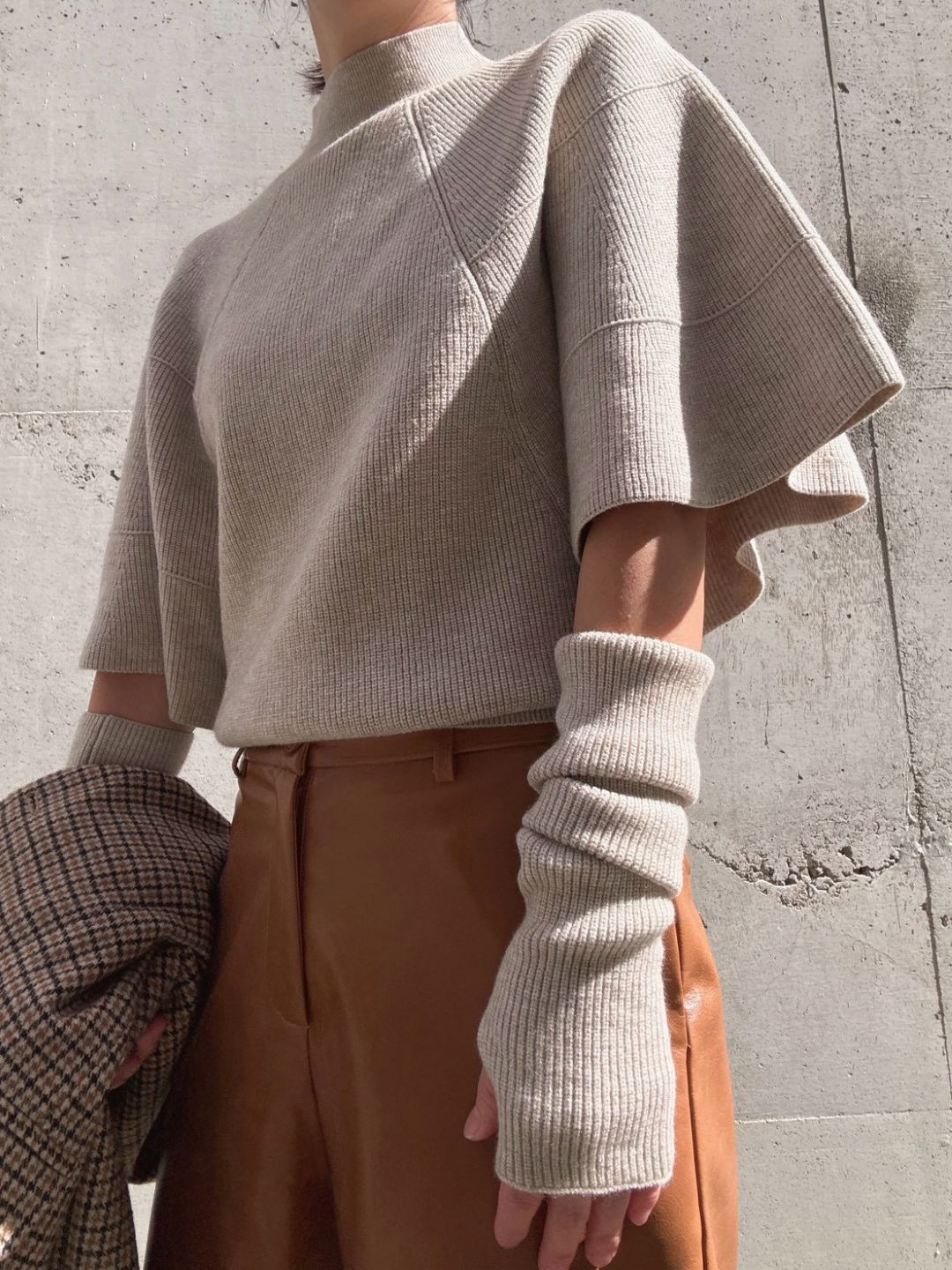 Knit Poncho with Arm Warmers