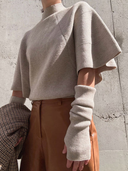 Knit Poncho with Arm Warmers