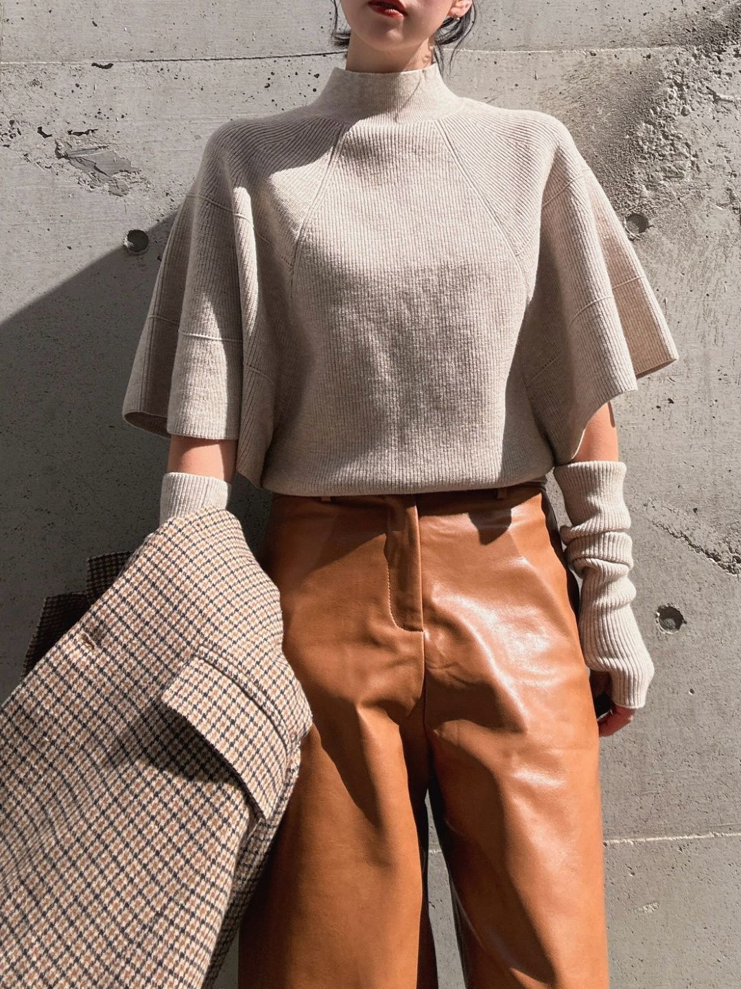 Knit Poncho with Arm Warmers