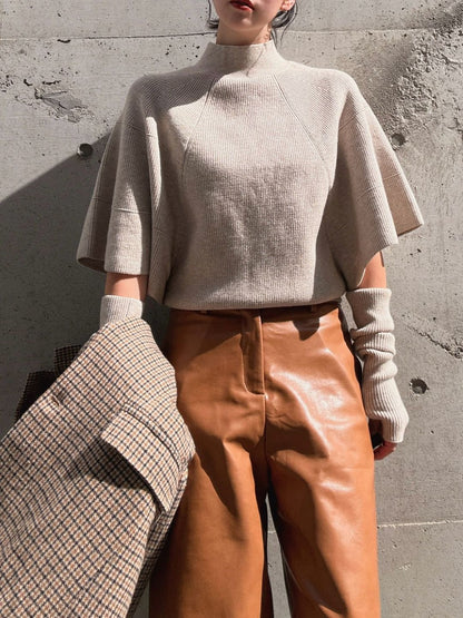 Knit Poncho with Arm Warmers