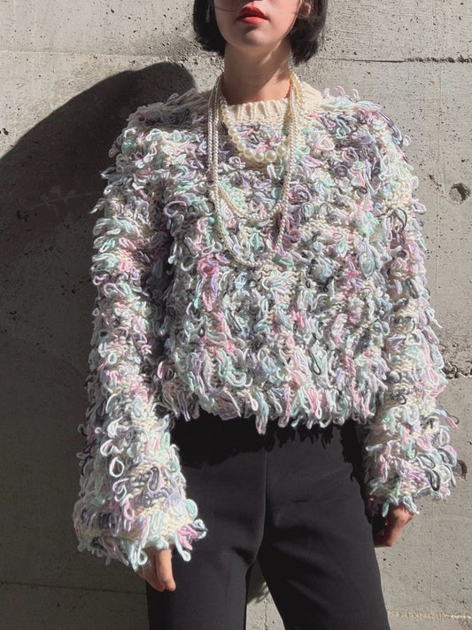 Mixed Yarn Fringe Knit
