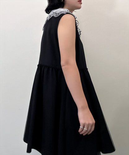 wavy line embroidery false collar