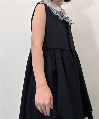 wavy line embroidery false collar