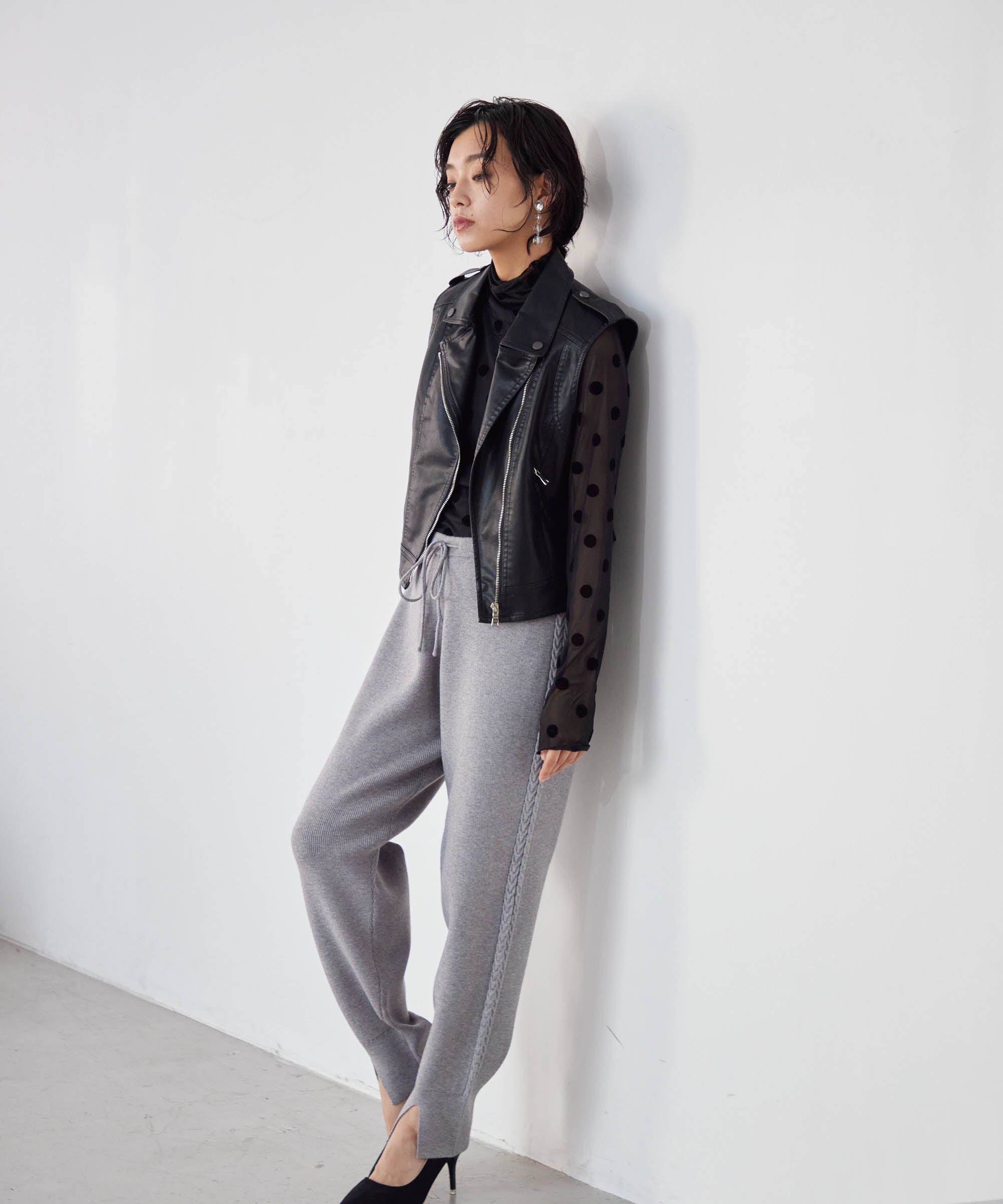 KALLMEYERカルメイヤー L'Appartement取扱い2019AW RIB KNIT PT(SLIT)リブニットパンツスリット【LPTA61185】パンツ