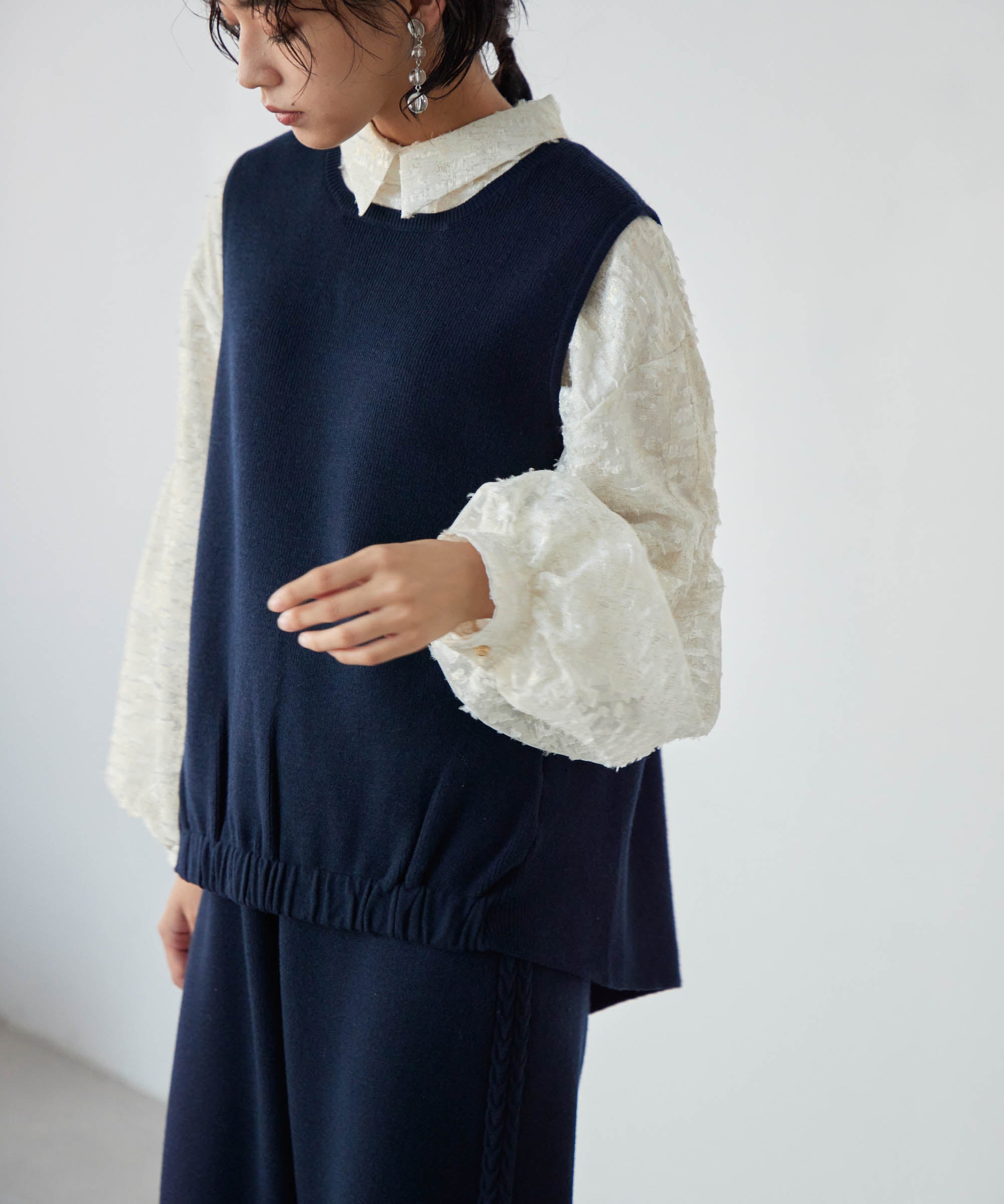 thin rib knit vest – miele grande