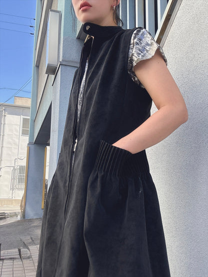 different material zip one piece