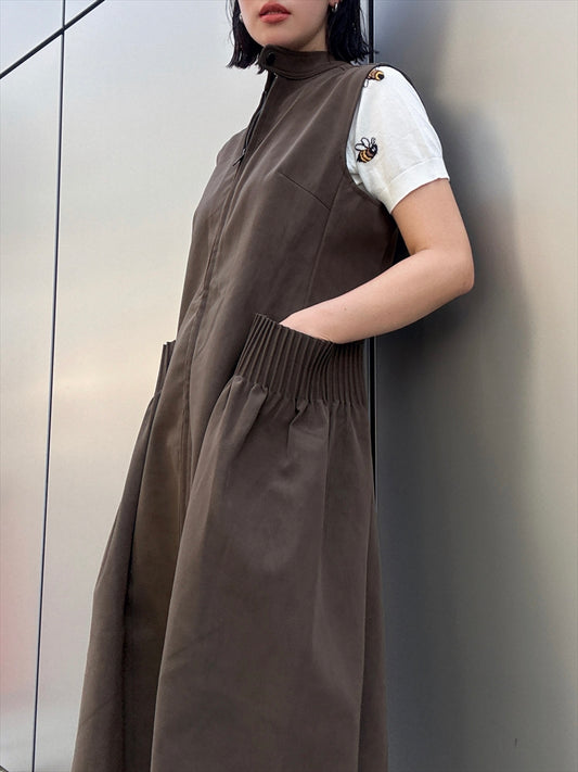 different material zip one piece
